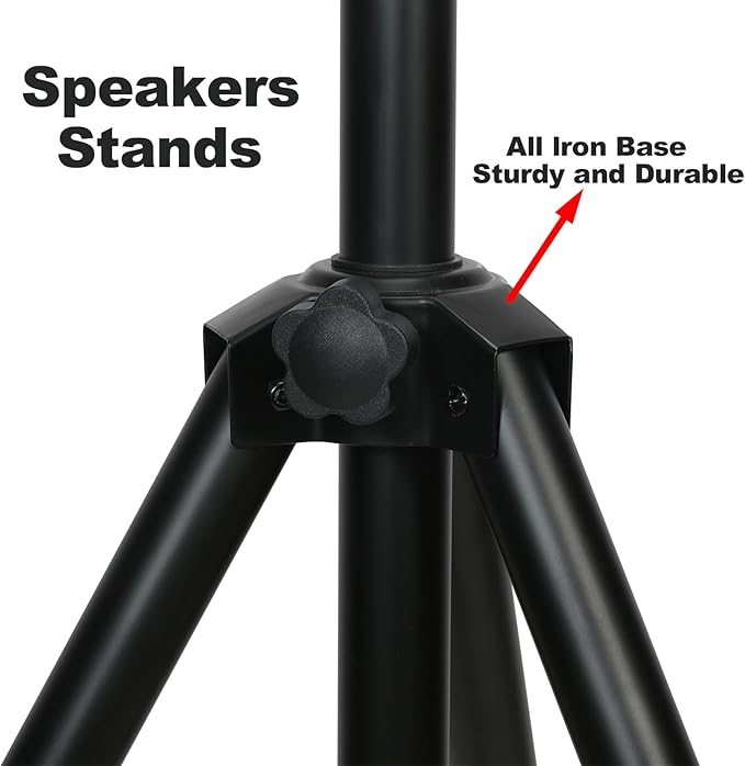 Howonder Heavy Duty Speaker Stand, PA Speaker Stand,Speaker Tripod Stand, Adjustable Height from 44 to 72 Inches，Hold up to 150lbs, HD-300 (2 Packs Black)