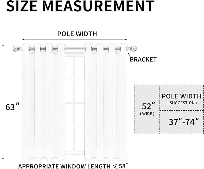 Easy-Going Thermal Grommet Curtains, 2 Panels 52x63 in, Noise Reduction - Image 7