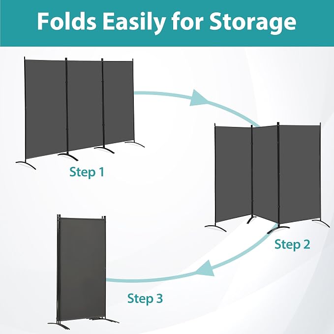SUPER DEAL Folding Room Divider, 3 Panel Privacy Screens - Image 4