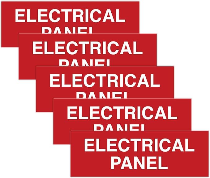 All Quality Basic Electrical Panel Sign - Fire Regulation Safety Compliance Sign -Red - Small (5 Pack)