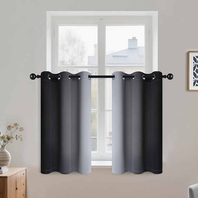COSVIYA Grommet Ombre Black Room Darkening Curtains 36 inch by COSVIYA