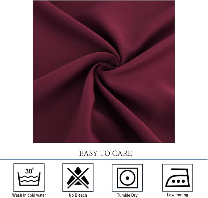 Diraysid Burgundy Red Grommet Blackout Curtains - Image 8