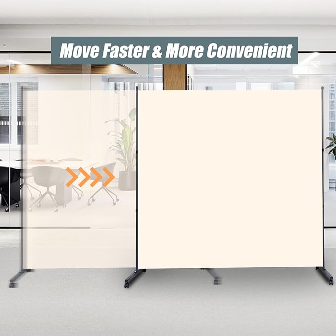 Room Divider 71'' Wide Partition Room Dividers, 1 Panel Wall Divider w/Wheel | - Image 4