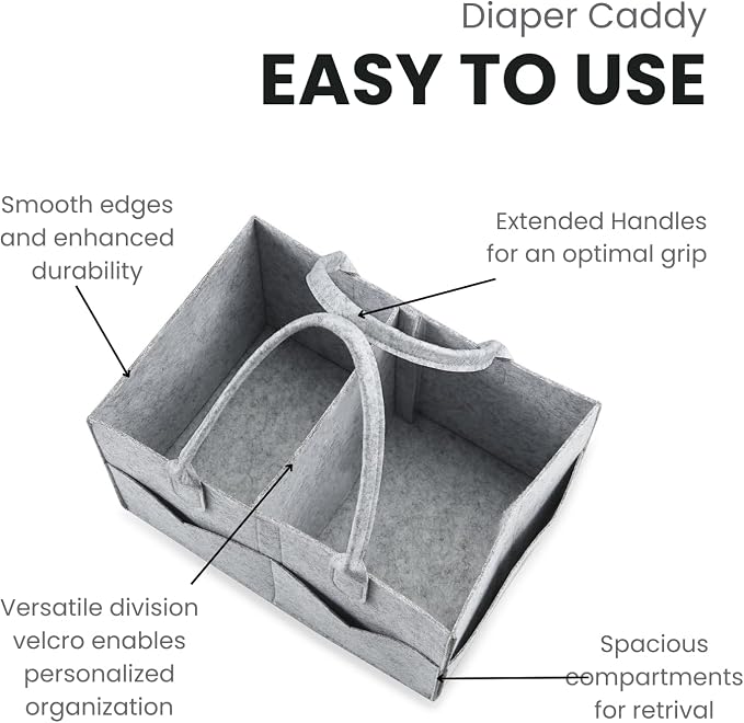 PandaEar 2 Pack Baby Diaper Caddy, Portable Nursery Storage Basket | Infant - Image 2