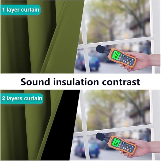 NICETOWN Olive Green Full Shade Curtain Panels, Olive Green, Pair of Thermal - Image 4