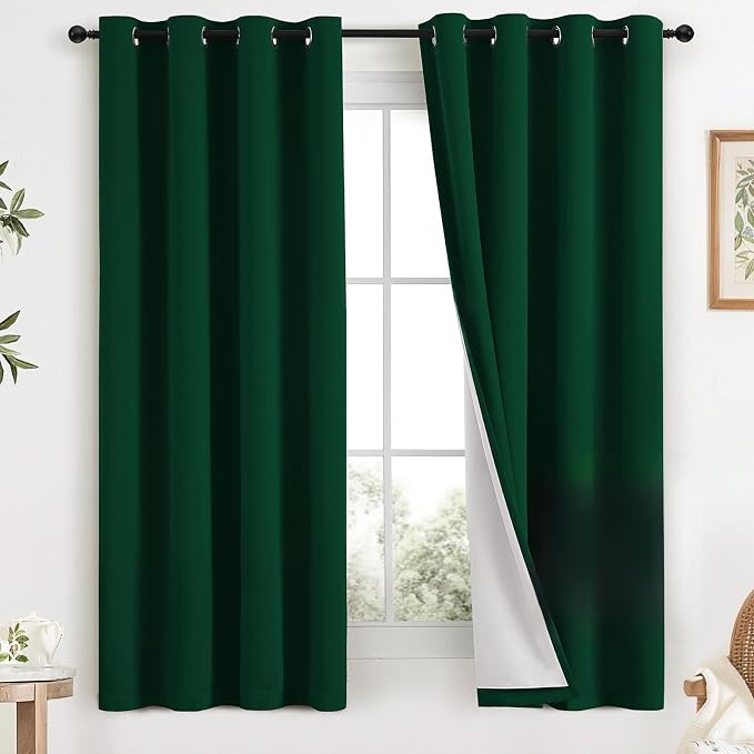 COSVIYA Drak Green 100% Blackout Curtains by COSVIYA