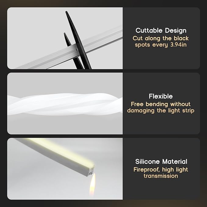 VOEWT LED Strip Lights Yellow 32.8ft 110-120V Neon Rope Lights,Flexible Silicone Outdoor Waterproof Neon Strip Lights for Bedroom,Mirror,Kitchen Cabinet, Living Room,Halloween Decor