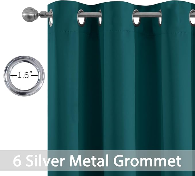 Yakamok Blackout Curtains 38x84 inch Dark Teal Thermal Drapes-Bedroom | 2 panels - Image 2