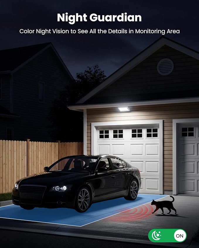 VIZIUUY Solar Security Cameras Wireless Outdoor, 3MP Pan Tilt 360°WiFi Camera with Color Night Vision/PIR Sensor/2-Way Audio/Alexa/Google Assistant