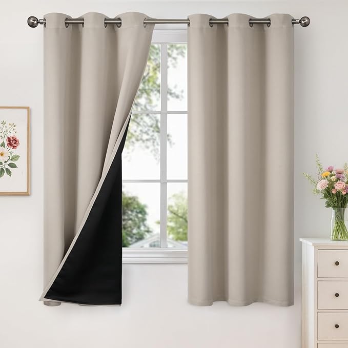 YoungsTex Camel 100% Blackout Curtains 63 Inches Length by YoungsTex