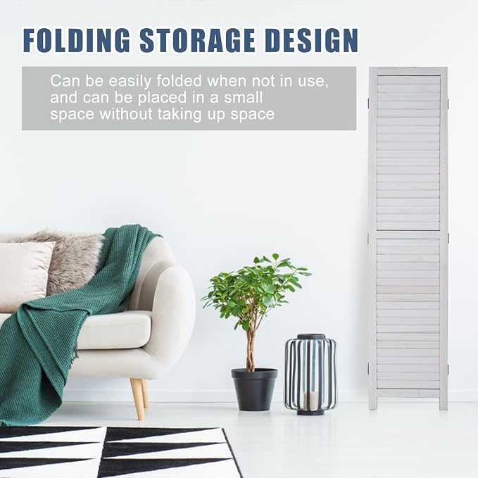Room Divider Partition 4 Panel Privacy Screen Folding Screen Wood Frame Screen - Image 7