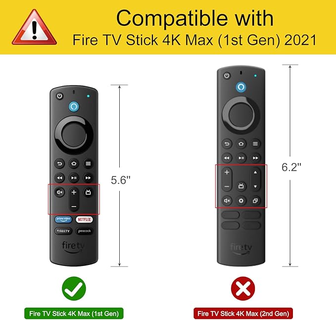CaseBot Remote Case for Fire TV Stick HD/4K/4K Max (1st Gen)/Fire TV Stick (3rd Gen)/Lite - Anti-Slip Shockproof Silicone Cover for Alexa Voice Remote (2nd & 3rd Generation) (Black)