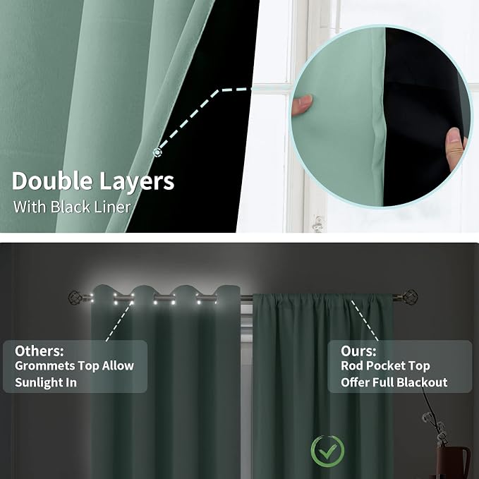 BGment Frosty Green Blackout Curtains - Image 6