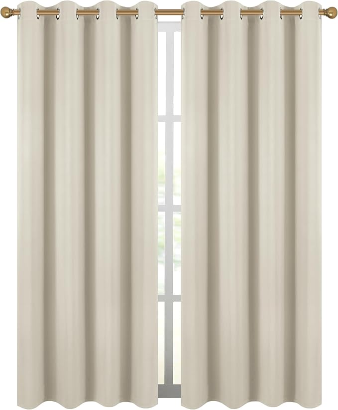 Diraysid Light Beige Grommet Blackout Curtains - Image 2