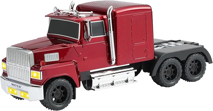 WSTER American Truck Bluetooth Speaker with HD Sound, TWS Pairing, LED Party Light, Operation Panel, Built-in Mic, Portable Car Model Speaker for Parties, Beach, Outdoor Activities (RED)