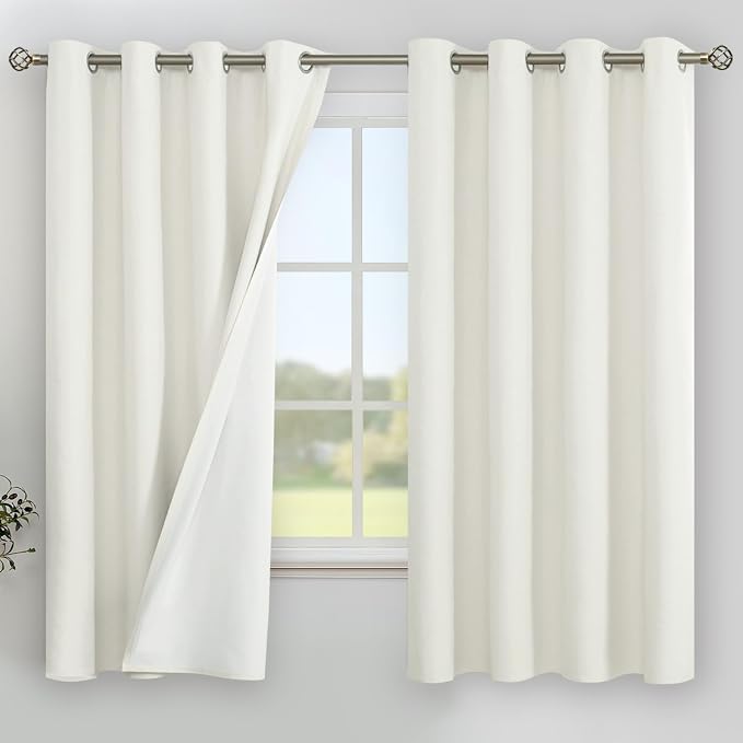 YoungsTex Ivory Linen 100% Blackout Curtains 68 Inch Length by YoungsTex