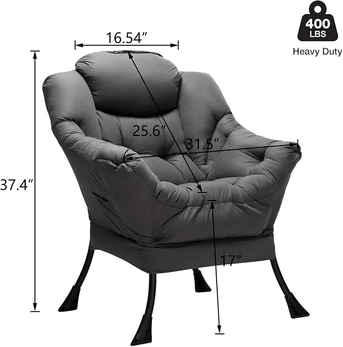 HollyHOME Lazy Chair with Armrest and Side Pocket, Comfy Accent Lounge Chair - Image 3