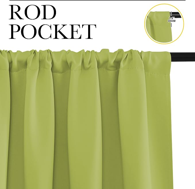 NICETOWN Fresh Green Blackout Curtains 48 inches Long - Image 2