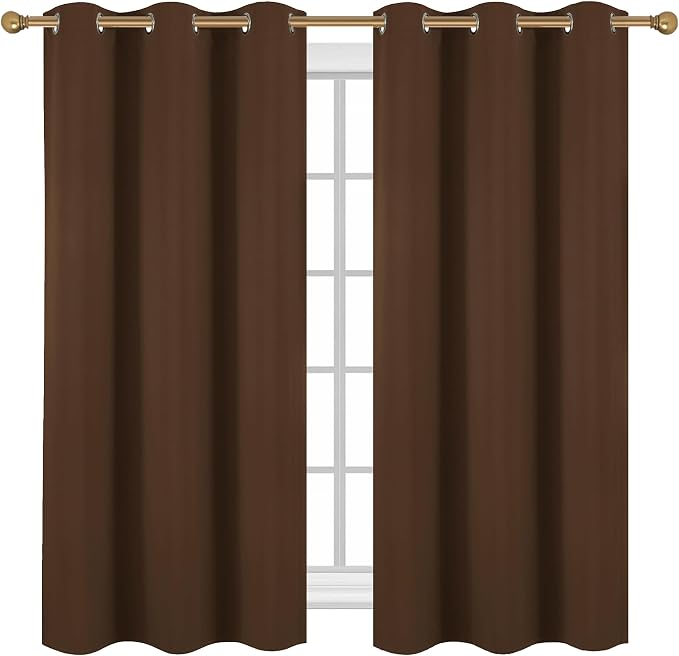 Diraysid Chocolate Brown Grommet Blackout Curtains - Image 2