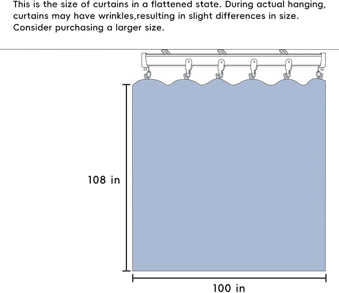 Room Divider Curtains Total Blackout Privacy Curtain Panel Room Thermal Insulated Noise Reduction Curtains for Bedroom Window Living Room Ceiling Track Curtain W 8.3 ft × H 9 ft White