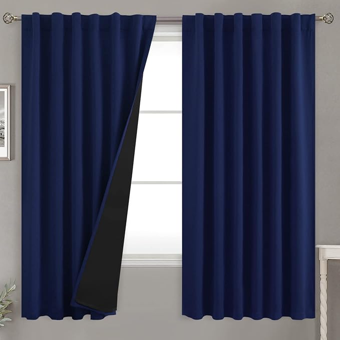 BGment Navy Blue 100% Blackout Curtains 63 Inches Long by BGment