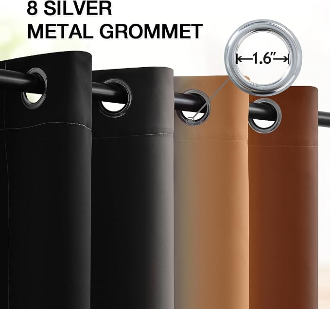 SimpleHome Ombre Burnt Orange and Black Room Darkening Curtains 84 inches | - Image 4