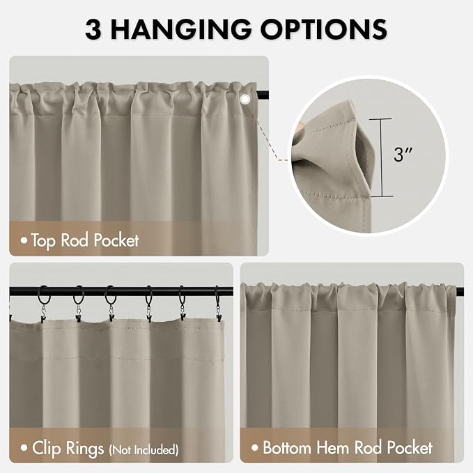 MIULEE 4 Panels Set Cobblestone Blackout Curtains 63 Inch Length Bedroom | - Image 7