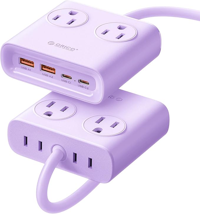 ORICO 25W GaN Power Strip with USB Ports, 8-in-1 Charging Station | with 4 AC by ORICO