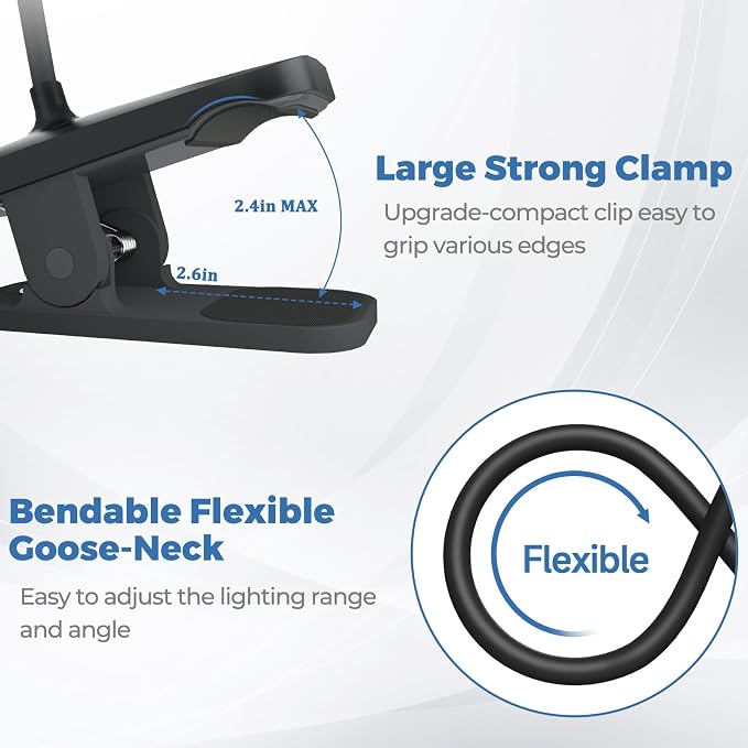 CUHIOY Rechargeable Clip on Reading Light - Image 3