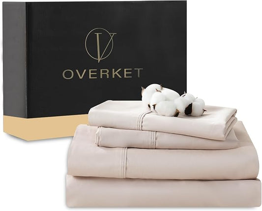 100% Egyptian Cotton Sheets King Size 4PCS 1000 Thread Count Sateen Weave Soft Breathable 16-Inch Deep Pocket （King,Dusty Pink）