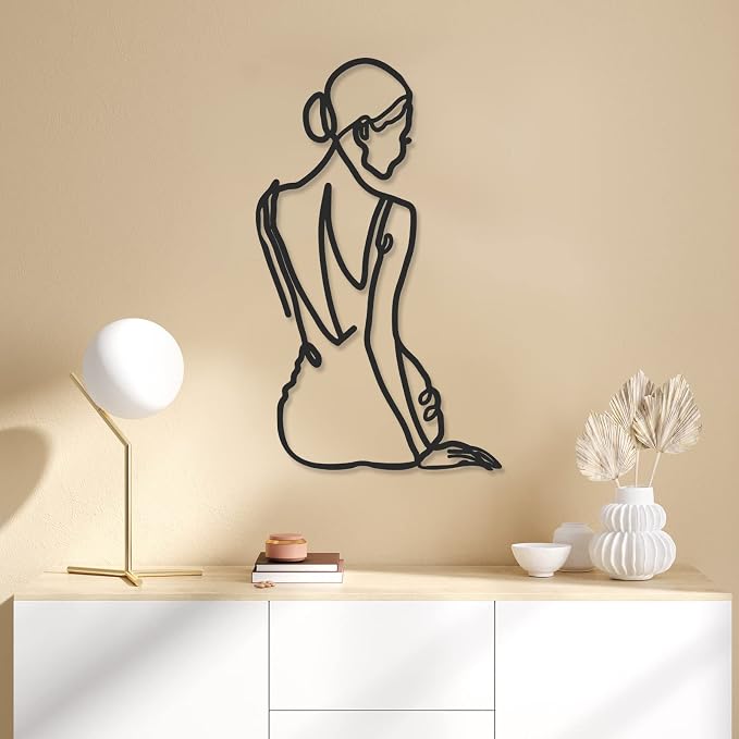 Photect 3 Pcs Metal Wall Art Decor Minimalist Abstract Woman Wall Art Metal - Image 4