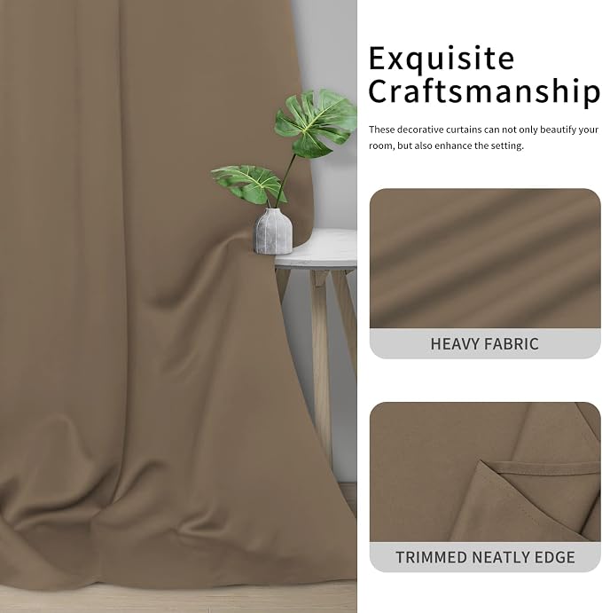 Easy-Going Thermal Grommet Blackout Curtains, 2 Panels 42x95 in, Camel | - Image 5