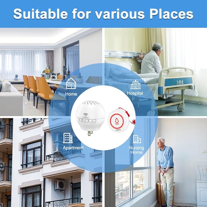 SINGCALL Tuya Caregiver Pager Smart Wireless Calling System WiFi SOS Emergency Home Caring Nurse Buzzer Call Bell System for Old People Patients Children