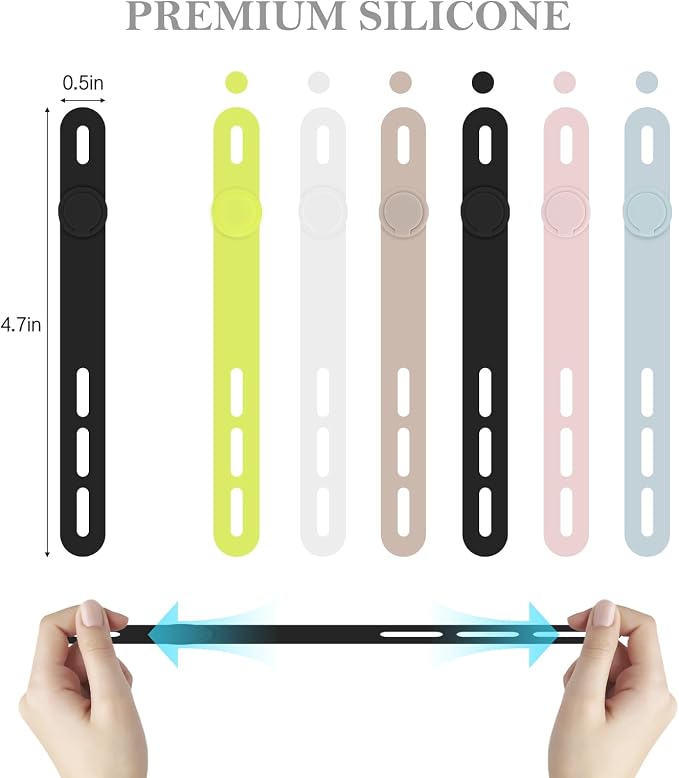 Donruby 30Pcs Silicone Cable Ties, Reusable Cord Organizer Straps, 6 Colors | - Image 2