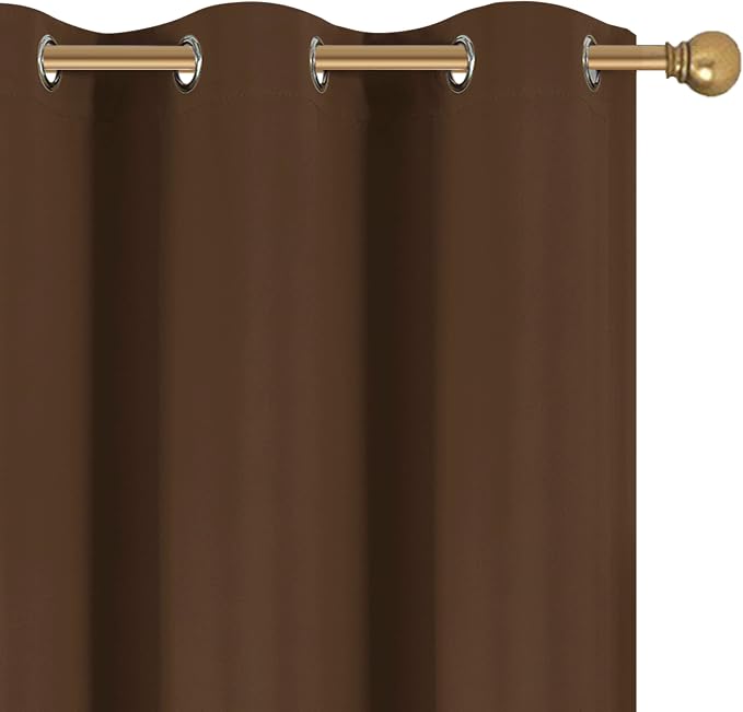 Diraysid Chocolate Brown Grommet Blackout Curtains - Image 6