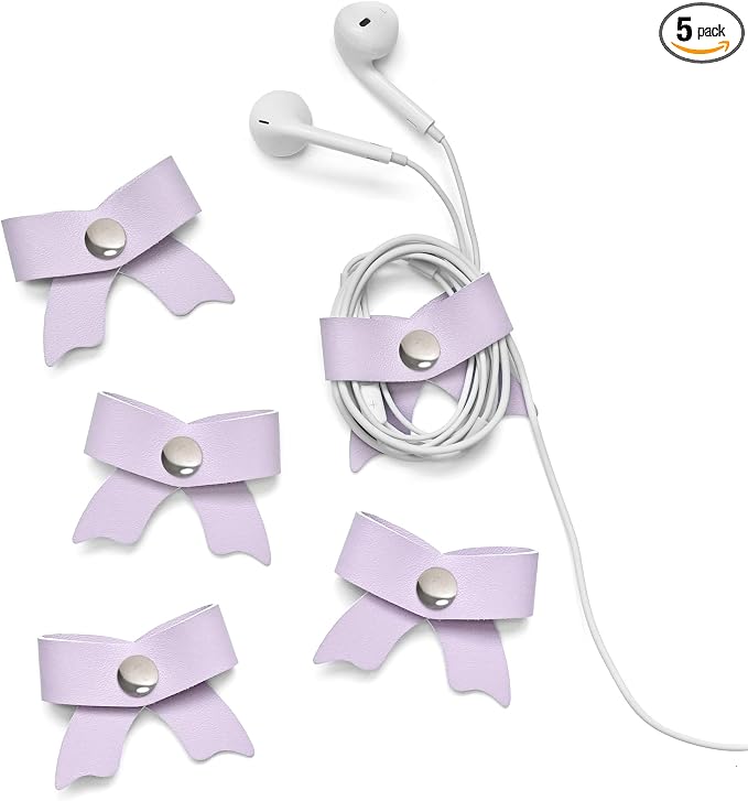 5 Pack Cord Organizer, Bow Cord Keeper, Cable Organizer USB Holder, Leather by SenseAGE