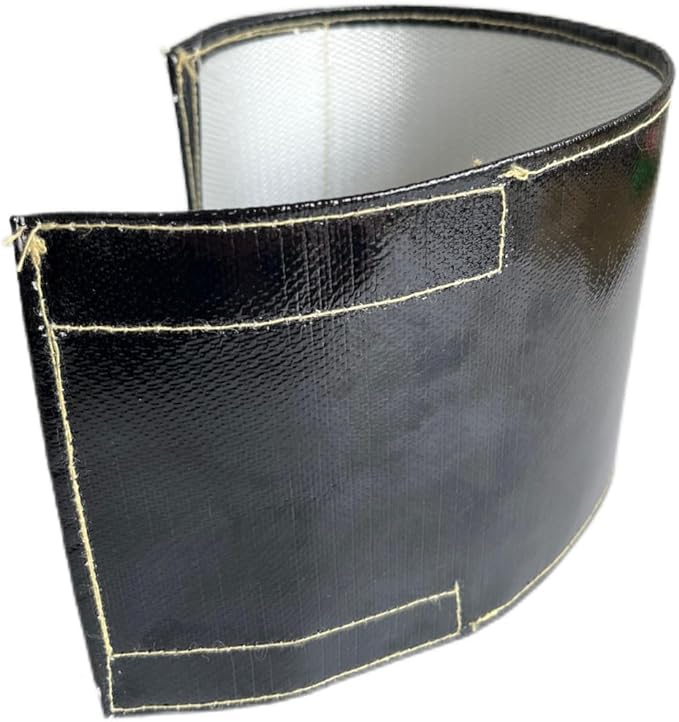 Xinhan (Silver,Black) Aluminum and Fiberglasss Heat Shielding Universal Starter Heat Shield 7 X 24in and 5.5 x 17in Wrap Self Attaching (Black, 5.5IN x 17IN)