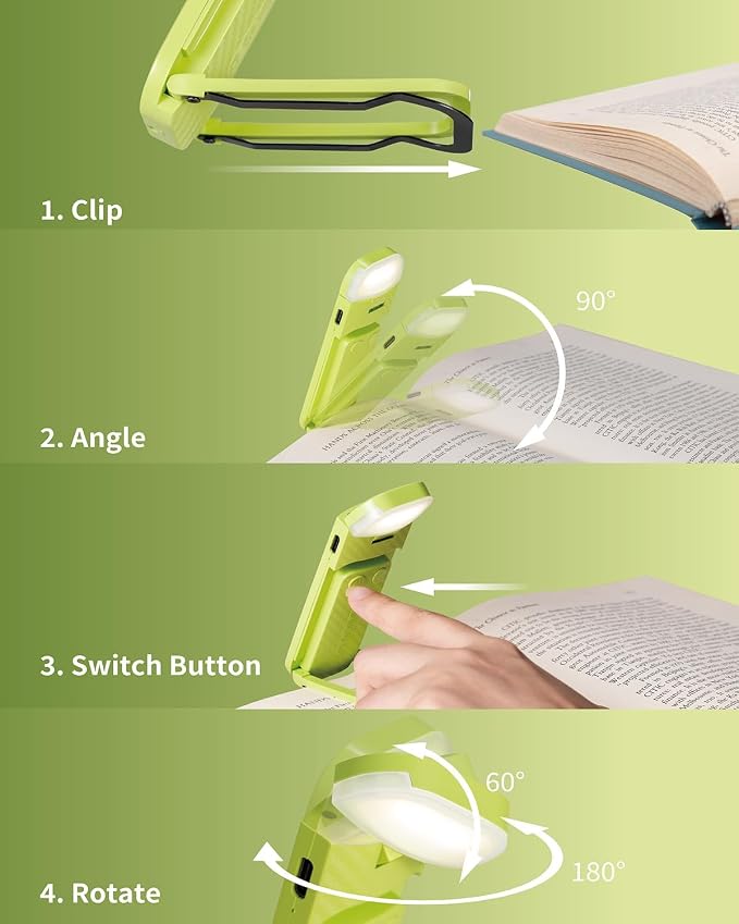 HEMONNKAM Book Reading Light, Rechargeable Clip on Booklight, Eye Caring 3 - Image 5