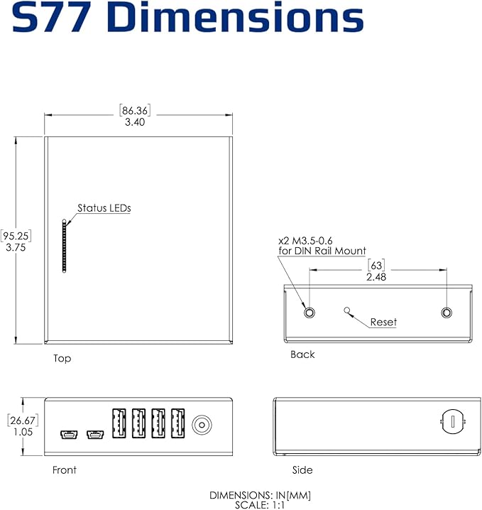 Acroname - Managed USB Switch/Hub 2 Computers - 4 Port, Fast Charge (2.5A), Industrial Grade, Programmable Compatible with Mac/Windows/Linux USB 2.0