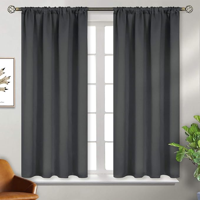 BGment Dark Grey Blackout Curtains 45 Inch, Short Bedroom Window Drapes | Room - Image 7