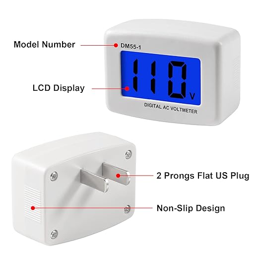 AITIAO 3Pcs Voltage Test Monitor,Flat US Plug AC 80-300V LCD Digital Voltmeter Voltage Measuring Monitor,110V 220V Voltage Panel Power Volt Test Meter for Household Plug into Outlet to Measure Voltage