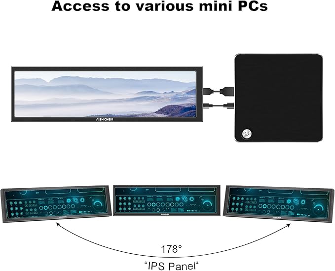 8.8 Inch PC Temperature Display, PC Sensor Panel Display, Computer Temp Monitor, IPS USB Mini Screen, AIDA64 CPU RAM DataTemperature Monitor for ARGB Computer Case Secondary Screen