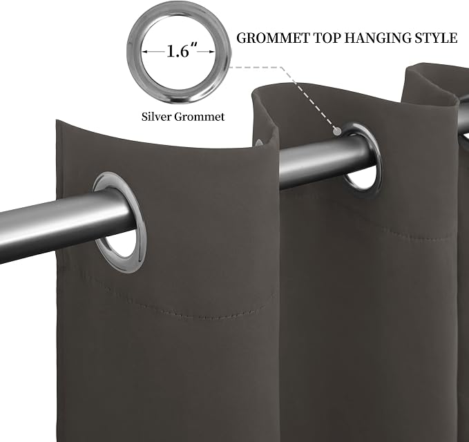 Easy-Going Thermal Grommet Blackout Curtains, 2 Panels 52x46 in, Taupe | - Image 5