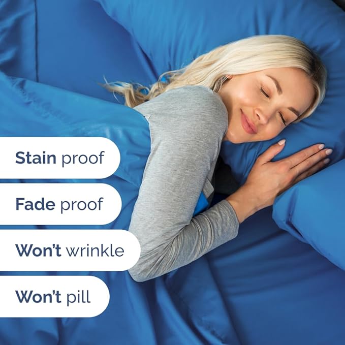 Split Head King Sheet Set – 4 Piece Flex Split Top King Sheets for Adjustable Beds - Fits 14” to 16" Mattress w/ Deep Pockets - Soft, Breathable & Cooling - Luxury Bedding & Wrinkle Free - Royal Blue