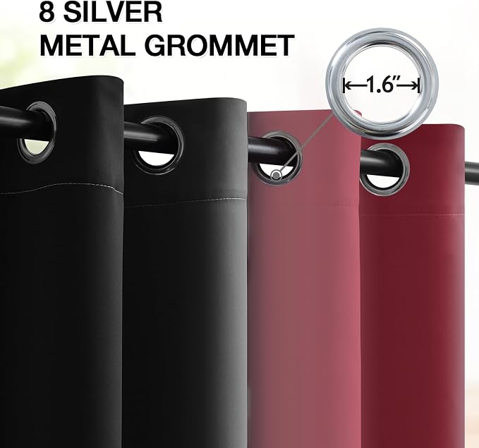 SimpleHome Ombre Burgundy and Black Room Darkening Curtains 84 inch Length | - Image 4