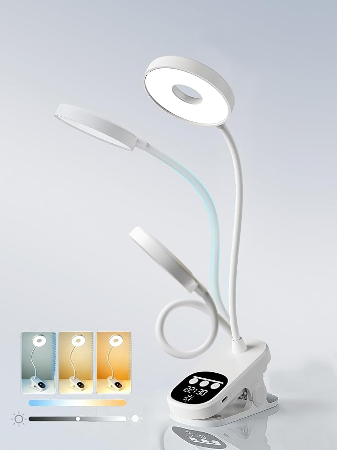 Clip On Desk Lamp Wireless 6000mAh Rechargeable LED Reading Light 3 Colors | by AuroraNiteBeam