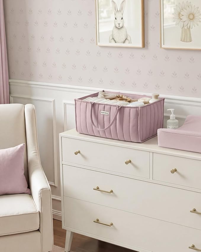 Blissful Diary Baby Diaper Caddy Organizer, Stylish Storage Basket - Image 7