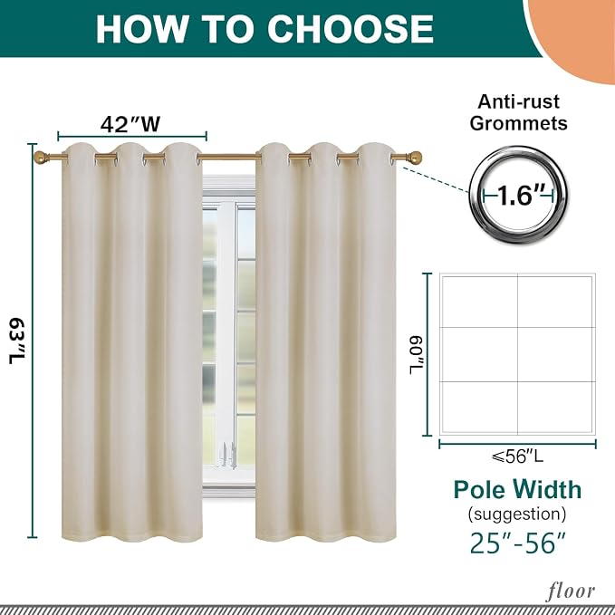 Diraysid 100% Blackout Curtains Light Beige Linen Curtains - Image 5