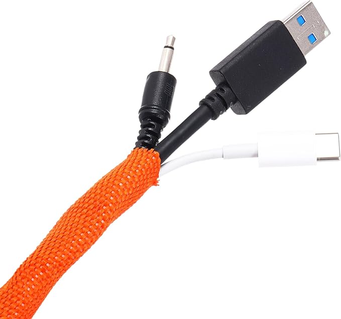 MECCANIXITY Braided Cable Sleeves Heat Shrinkable Fabric Sleeving, 7/8" 40ft Orange 2:1 Ratio Heat Shrinkable Cord Protector for Harness Cable, Network Cable Protection, Cable Management