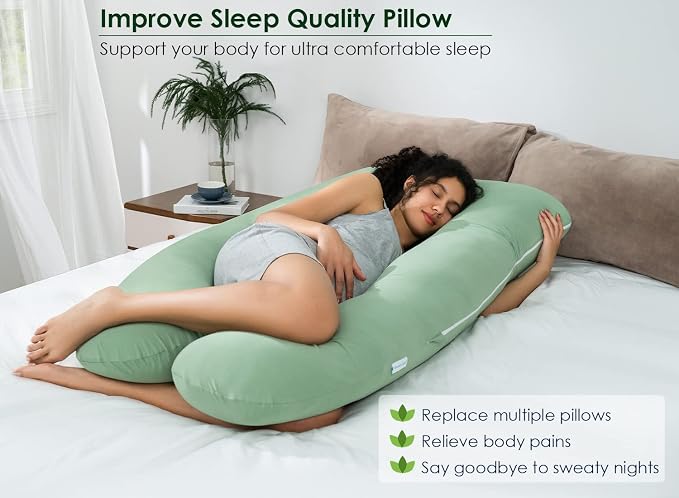 QUEEN ROSE Cooling Pregnancy Pillows, U Shaped Full Body Maternity Pillow - Image 4